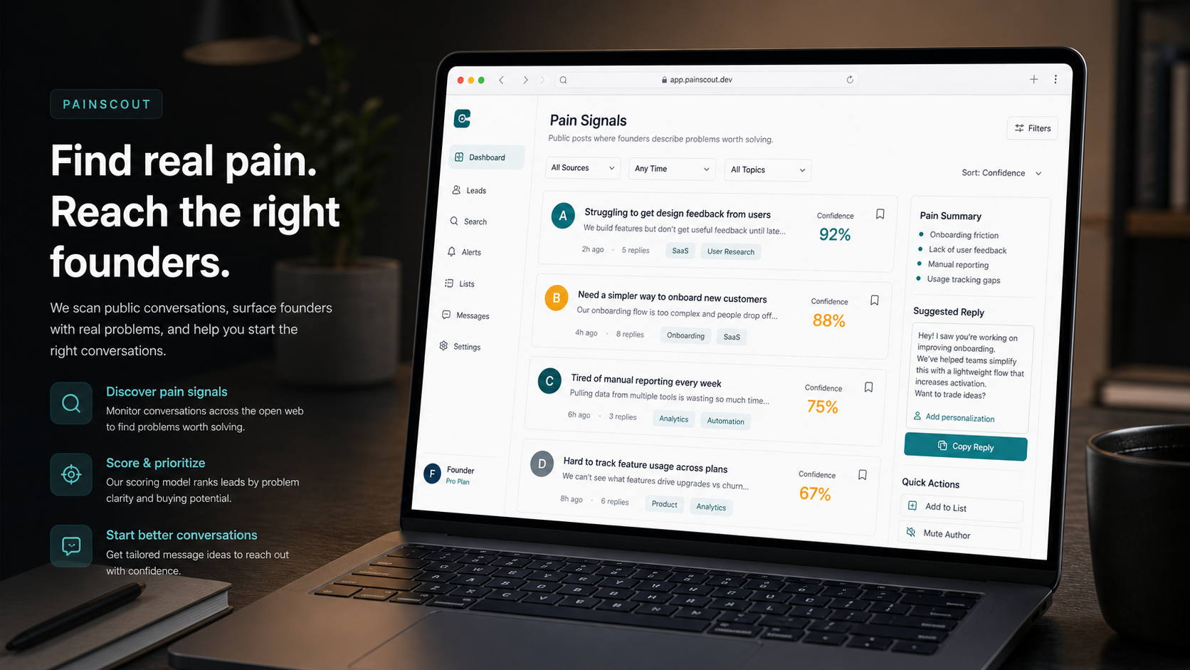 PainScout lead feed product preview